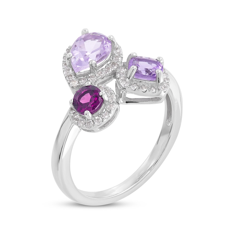 Sterling Silver Pink Quartz Amethyst & Rhodolite Garnet Ring Sterling Silver Pink Quartz Amethyst & Rhodolite Garnet Ring