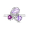 Thumbnail Image 3 of Multi-Shape Rhodolite Garnet, Pink Quartz, Amethyst & White Lab-Created Sapphire Ring Sterling Silver