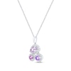 Thumbnail Image 2 of Multi-Shape Rhodolite Garnet, Pink Quartz, Amethyst & White Lab-Created Sapphire Necklace Sterling Silver 18&quot;