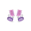 Thumbnail Image 2 of Oval-Cut Amethyst, Emerald-Cut Pink Lab-Created Sapphire & White Lab-Created Sapphire Drop Earrings Sterling Silver