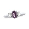Thumbnail Image 1 of Oval-Cut Amethyst & White Lab-Created Sapphire Three-Stone Ring Sterling Silver