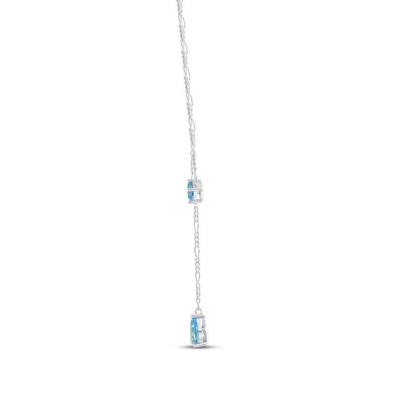 Main Image 2 of Pear-Shaped & Square Cut Swiss Blue Topaz Y Necklace Sterling Silver 18&quot;