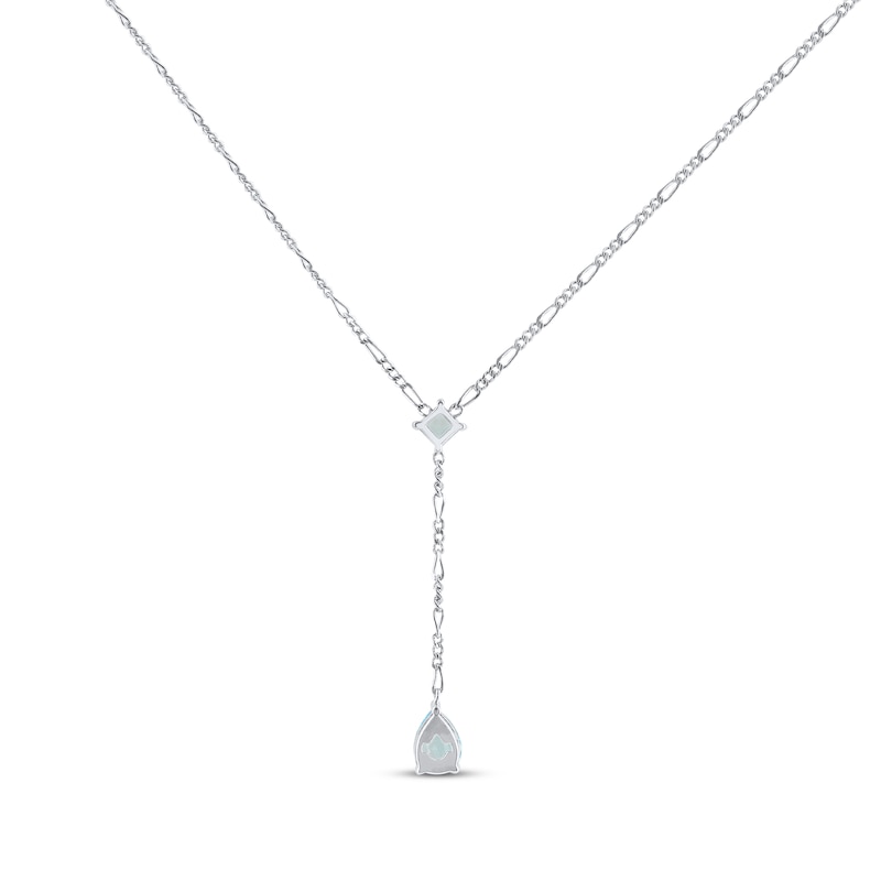 Main Image 3 of Pear-Shaped & Square Cut Swiss Blue Topaz Y Necklace Sterling Silver 18&quot;