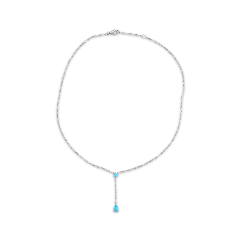 Main Image 4 of Pear-Shaped & Square Cut Swiss Blue Topaz Y Necklace Sterling Silver 18&quot;