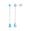 Thumbnail Image 1 of Square-Cut & Pear-Shaped Swiss Blue Topaz Drop Earrings Sterling Silver