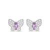 Thumbnail Image 2 of Marquise-Cut Amethyst & White Lab-Created Sapphire Butterfly Stud Earrings Sterling Silver