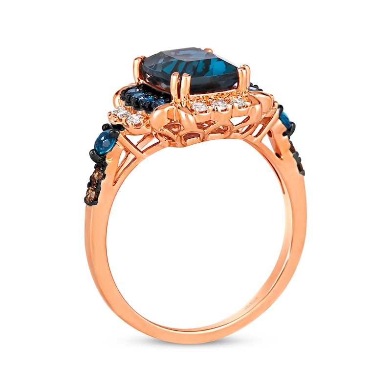 Main Image 3 of Le Vian Venetian Color on Color Blue Topaz Ring 1/5 ct tw Diamonds 14K Strawberry Gold