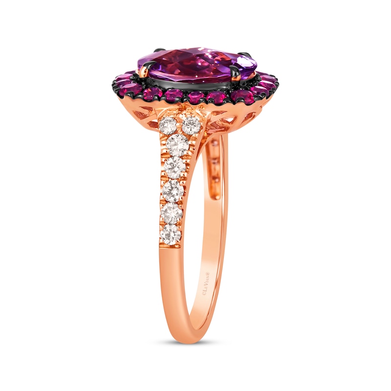 Main Image 2 of Le Vian Venetian Color on Color Pink Quartz & Rhodolite Garnet Ring 1/3 ct tw Diamonds 14K Strawberry Gold