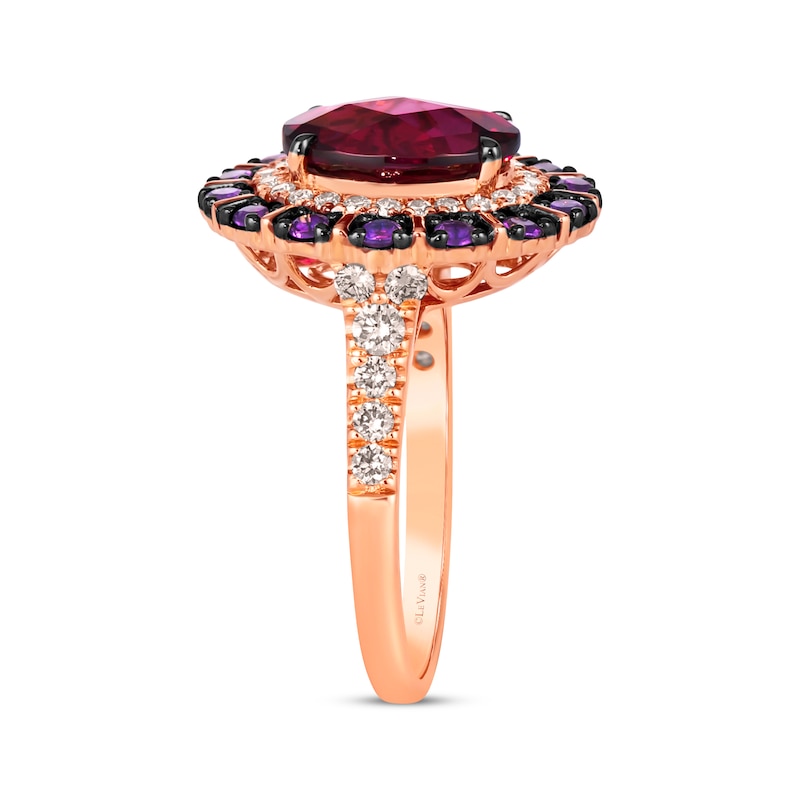 Le Vian Venetian Color on Color Rhodolite Garnet & Amethyst Ring 1/2 ct tw Diamonds 14K Strawberry Gold