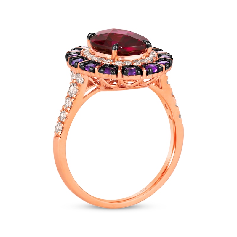 Le Vian Venetian Color on Color Rhodolite Garnet & Amethyst Ring 1/2 ct tw Diamonds 14K Strawberry Gold