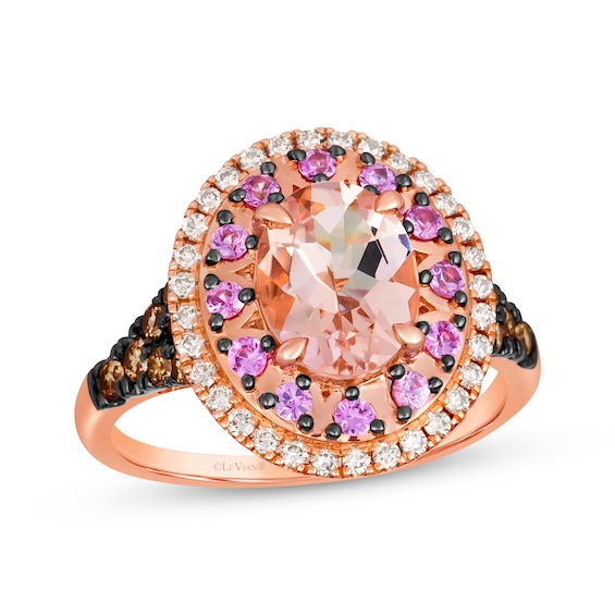 Le Vian Venetian Color on Color Morganite & Pink Sapphire Ring 1/2 ct tw Diamonds 14K Strawberry Gold