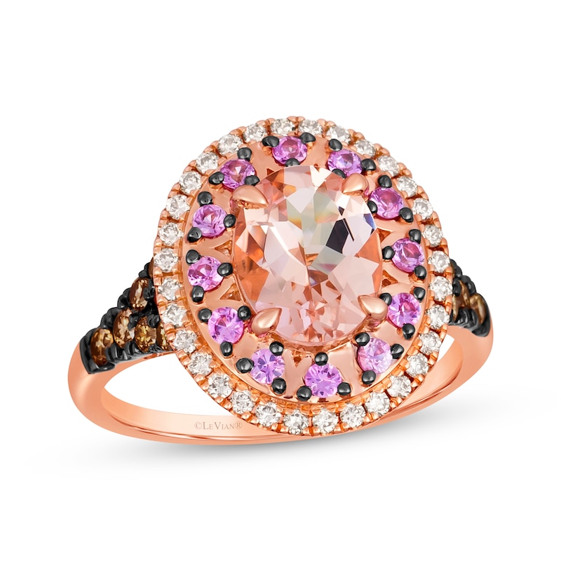 Main Image 1 of Le Vian Venetian Color on Color Morganite & Pink Sapphire Ring 1/2 ct tw Diamonds 14K Strawberry Gold