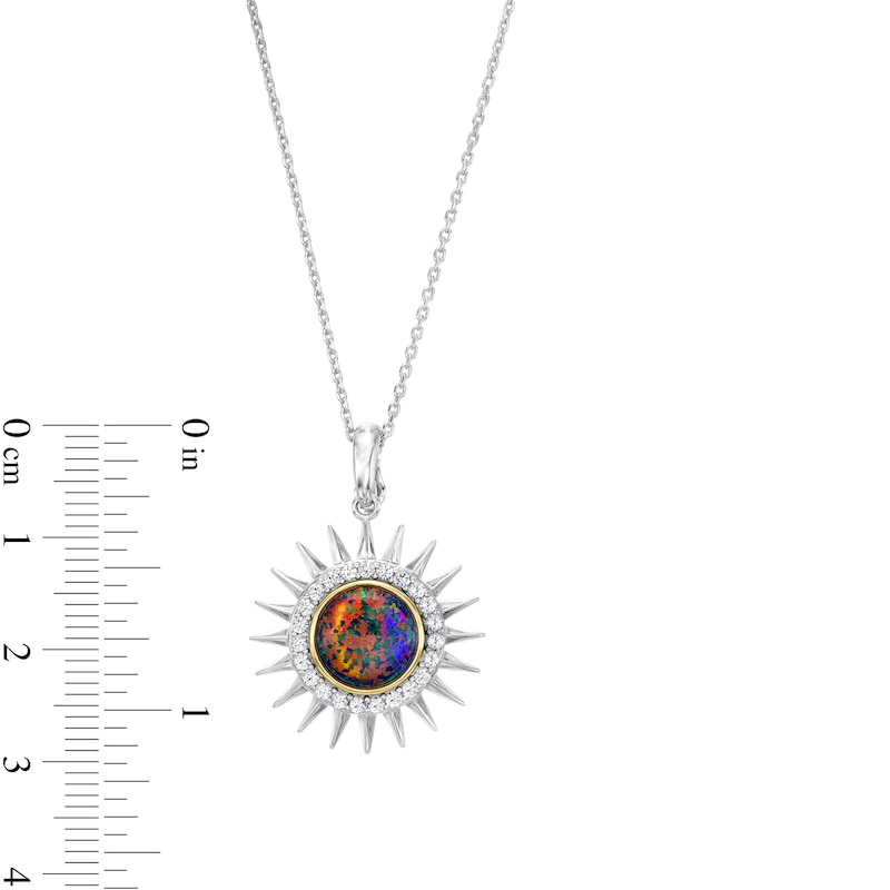 Dr. Opal Lee "Grandmother of Juneteenth" Lab-Created Black Opal Sun Necklace Sterling Silver & 10K Yellow Gold 20"