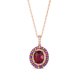 Le Vian Venetian Color on Color Rhodolite Garnet & Amethyst Necklace 1/4 ct tw Diamonds 14K Strawberry Gold 19"