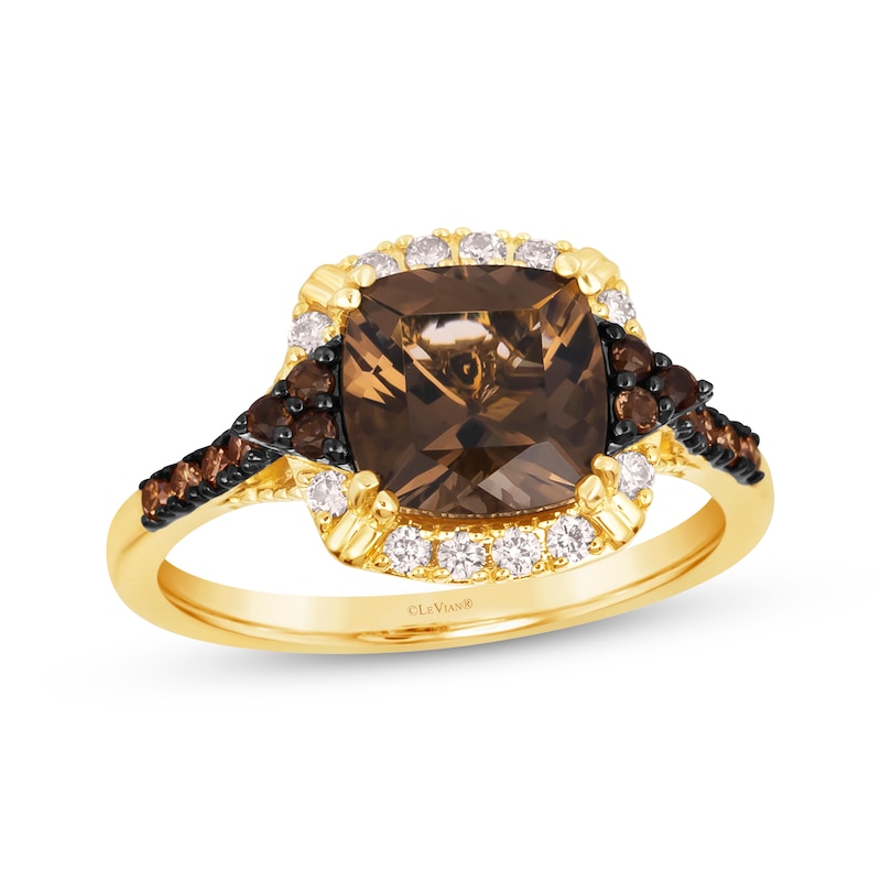 Le Vian Venetian Color on Color Chocolate Quartz Ring 1/5 ct tw Diamonds 14K Honey Gold