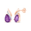 Thumbnail Image 0 of Pear-Shaped Amethyst & Diamond Swirl Stud Earrings 1/15 ct tw 10K Rose Gold