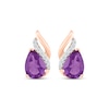 Thumbnail Image 1 of Pear-Shaped Amethyst & Diamond Swirl Stud Earrings 1/15 ct tw 10K Rose Gold