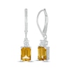 Thumbnail Image 0 of Emerald-Cut Citrine & White Lab-Created Sapphire Drop Earrings Sterling Silver