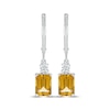 Thumbnail Image 1 of Emerald-Cut Citrine & White Lab-Created Sapphire Drop Earrings Sterling Silver