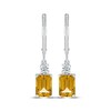 Thumbnail Image 2 of Emerald-Cut Citrine & White Lab-Created Sapphire Drop Earrings Sterling Silver