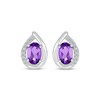 Thumbnail Image 2 of Oval-Cut Amethyst & White Lab-Created Sapphire Earrings 10K White Gold