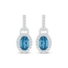 Thumbnail Image 2 of Oval-Cut London Blue Topaz & White Lab-Created Sapphire Doorknocker Earrings 10K White Gold