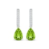 Thumbnail Image 2 of Pear-Shaped Peridot & White Lab-Created Sapphire Drop Earrings Sterling Silver