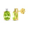 Thumbnail Image 3 of Oval-Cut Peridot & Diamond Accent Stud Earrings 10K Yellow Gold