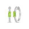 Thumbnail Image 1 of Baguette-Cut Peridot & White Lab-Created Sapphire Hoop Earrings Sterling Silver