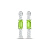 Thumbnail Image 2 of Baguette-Cut Peridot & White Lab-Created Sapphire Hoop Earrings Sterling Silver