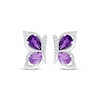 Thumbnail Image 1 of Pear-Shaped Amethyst & Diamond Accent Butterfly Wing Earrings Sterling Silver