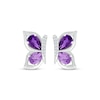 Thumbnail Image 2 of Pear-Shaped Amethyst & Diamond Accent Butterfly Wing Earrings Sterling Silver
