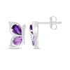Thumbnail Image 2 of Pear-Shaped Amethyst & Diamond Accent Butterfly Wing Earrings Sterling Silver
