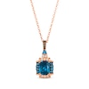 Thumbnail Image 1 of Le Vian Venetian Color on Color Deep Sea Blue Topaz Necklace 1/8 ct tw Diamonds 14K Strawberry Gold 19&quot;