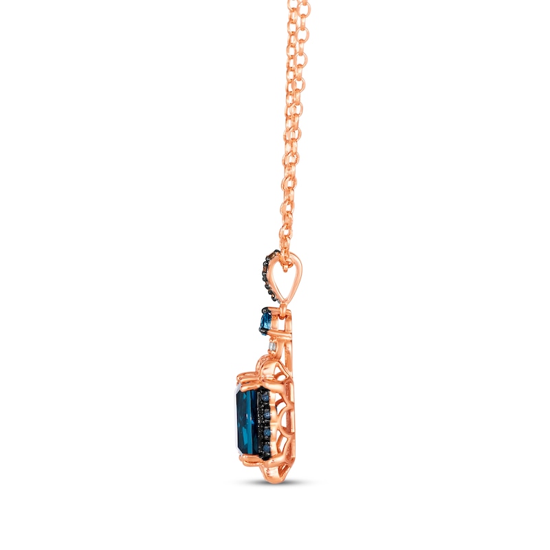Main Image 2 of Le Vian Venetian Color on Color Deep Sea Blue Topaz Necklace 1/8 ct tw Diamonds 14K Strawberry Gold 19&quot;