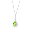 Thumbnail Image 2 of Pear-Shaped Peridot & White Lab-Created Sapphire Drop Necklace Sterling Silver 18&quot;