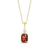 Thumbnail Image 1 of Emerald-Cut Garnet & White Lab-Created Sapphire Necklace 10K Yellow Gold 18&quot;