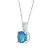 Thumbnail Image 2 of Cushion-Cut Swiss Blue Topaz & White Lab-Created Sapphire Necklace 10K White Gold 18"