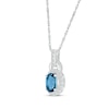 Thumbnail Image 2 of Oval-Cut London Blue Topaz  & White Lab-Created Sapphire Necklace 10K White Gold 18&quot;
