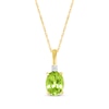 Thumbnail Image 1 of Oval-Cut Peridot & Diamond Accent Necklace 10K Yellow Gold 18&quot;