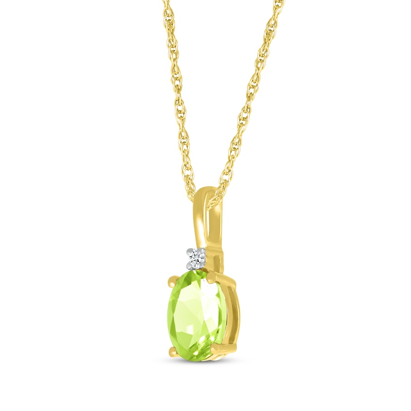 Main Image 2 of Oval-Cut Peridot & Diamond Accent Necklace 10K Yellow Gold 18&quot;