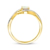 Thumbnail Image 2 of Oval-Cut Lab-Created Opal & Diamond Bypass Ring 1/20 ct tw 10K Yellow Gold