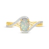 Thumbnail Image 3 of Oval-Cut Lab-Created Opal & Diamond Bypass Ring 1/20 ct tw 10K Yellow Gold