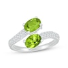 Thumbnail Image 1 of Oval-Cut Peridot & White Lab-Created Sapphire Bypass Ring Sterling Silver