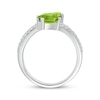 Thumbnail Image 2 of Oval-Cut Peridot & White Lab-Created Sapphire Bypass Ring Sterling Silver