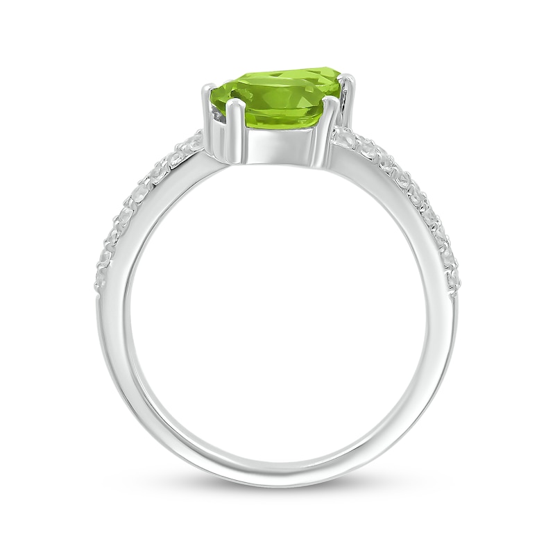 Main Image 2 of Oval-Cut Peridot & White Lab-Created Sapphire Bypass Ring Sterling Silver