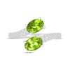 Thumbnail Image 3 of Oval-Cut Peridot & White Lab-Created Sapphire Bypass Ring Sterling Silver