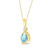 Thumbnail Image 2 of Pear-Shaped Swiss Blue Topaz & Diamond Accent Necklace 10K Yellow Gold 18"