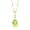 Thumbnail Image 1 of Pear-Shaped Peridot & Diamond Accent Necklace 10K Yellow Gold 18"