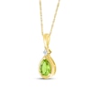Thumbnail Image 2 of Pear-Shaped Peridot & Diamond Accent Necklace 10K Yellow Gold 18"
